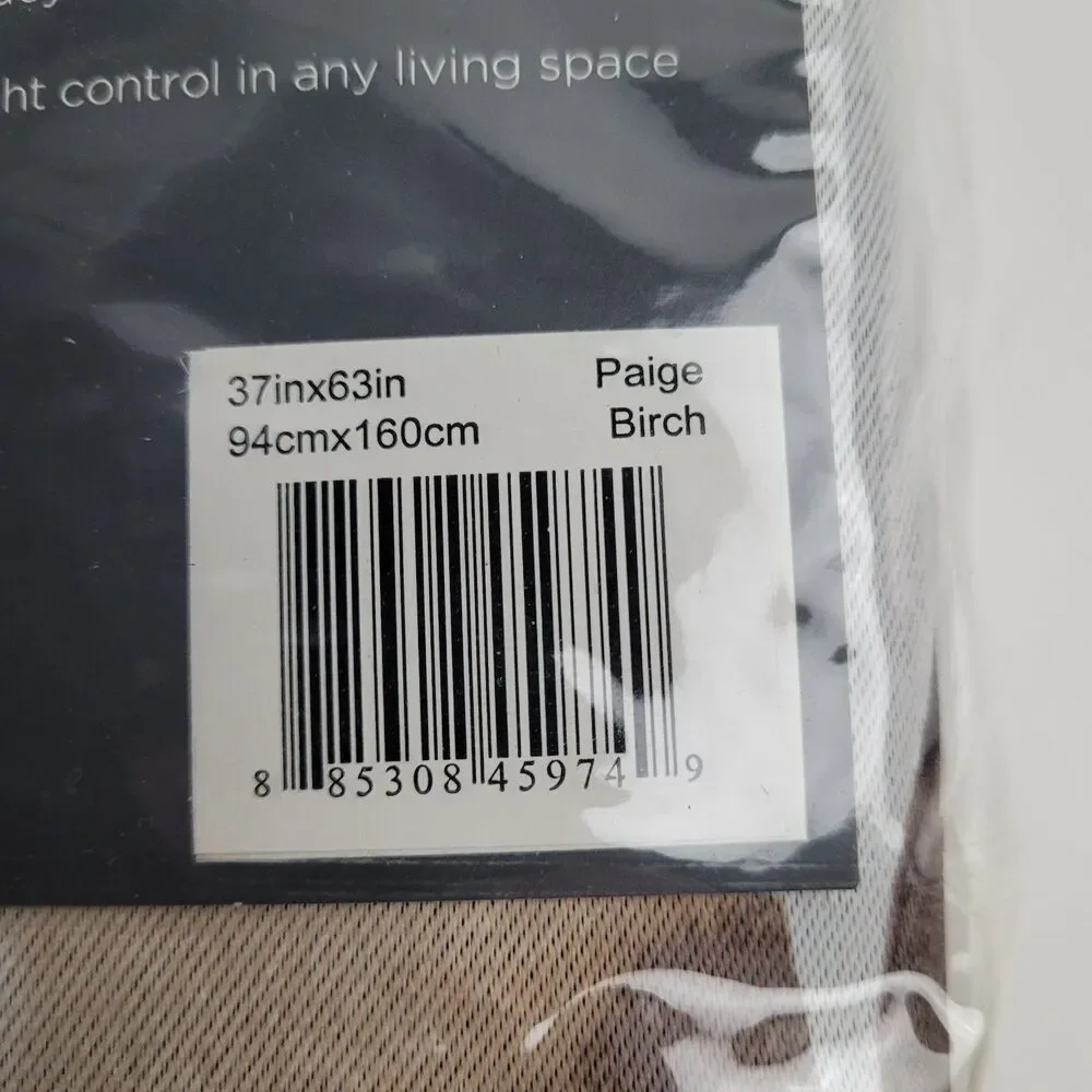 NEW Eclipse Paige Thermaweave room-darkening curtain panel 37x63 'Birch' #BT2
